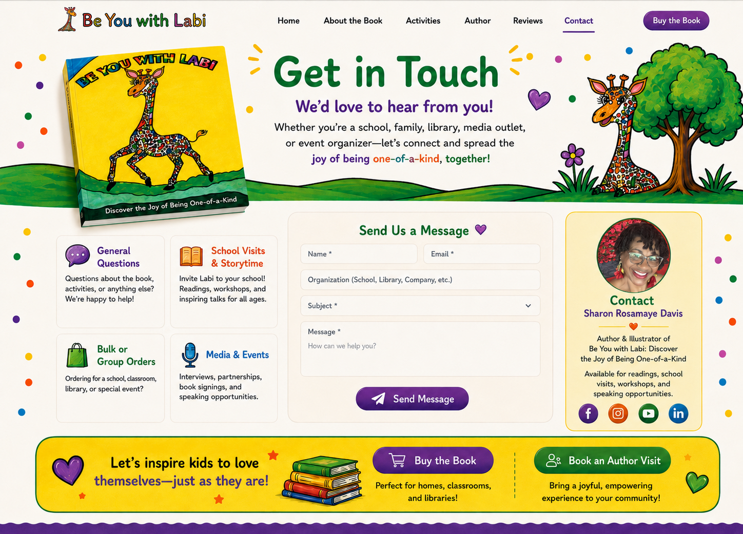 Contact page for Be You with Labi
